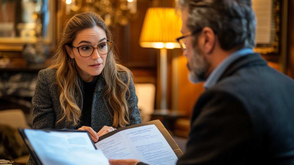 Session de coaching en personal branding, une conseillère et un client discutent des stratégies pour développer une image de marque forte et authentique.
